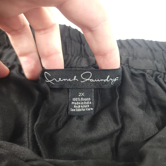 French Laundry Casual Drawstring Midi Skirt Adult Womens Size 2X Black - Picture 2 of 9